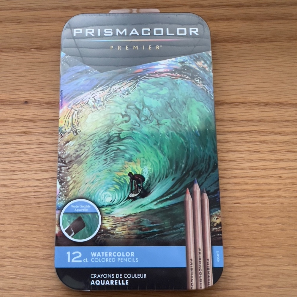 PRISMACOLOR Premier Water Colored Pencils Travel Tin Set of 12 Pencils in Case.